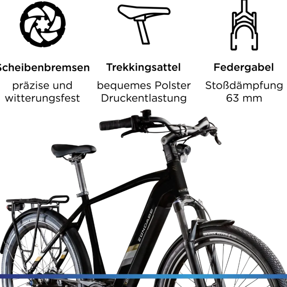 Zündapp X850 Trekking E Bike 27,5 Zoll Pedelec 165-185 cm Trekking Fahrrad Riemenantrieb Elektrofahrrad 550Wh 7 Gang