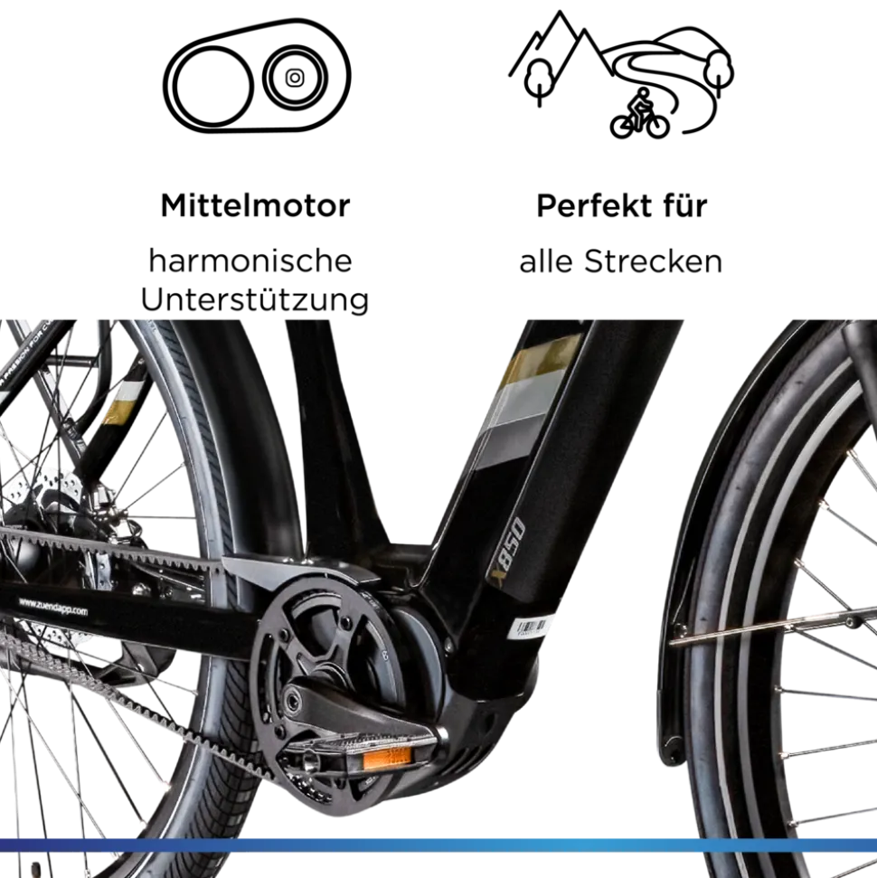 Zündapp X850 Trekking E Bike 27,5 Zoll Pedelec 165-185 cm Trekking Fahrrad Riemenantrieb Elektrofahrrad 550Wh 7 Gang