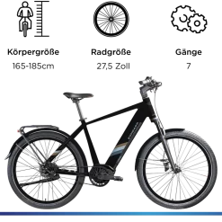 Zündapp X850 Trekking E Bike 27,5 Zoll Pedelec 165-185 cm Trekking Fahrrad Riemenantrieb Elektrofahrrad 550Wh 7 Gang