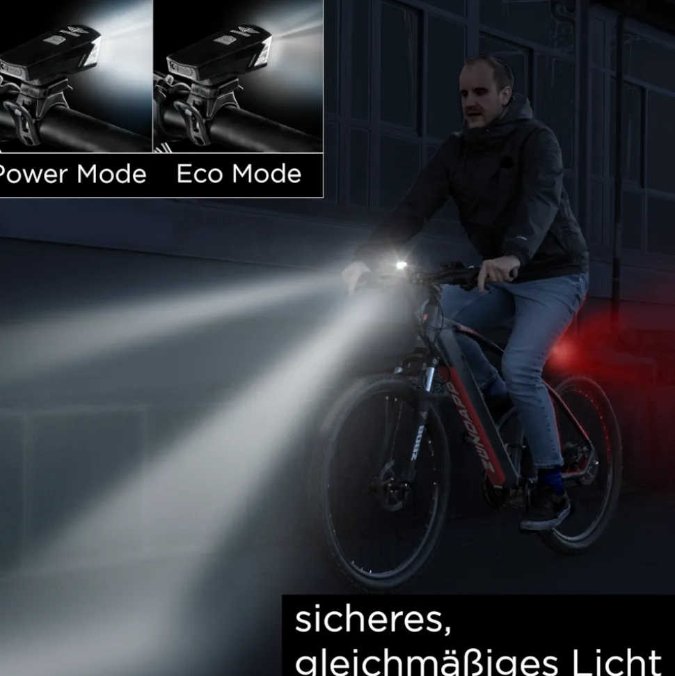 Zündapp ZA.K.15 LED Beleuchtungsset StVZO Fahrradlicht Fahrrad Lampe Set Beleuchtung Fahrrad Akku Lampenset