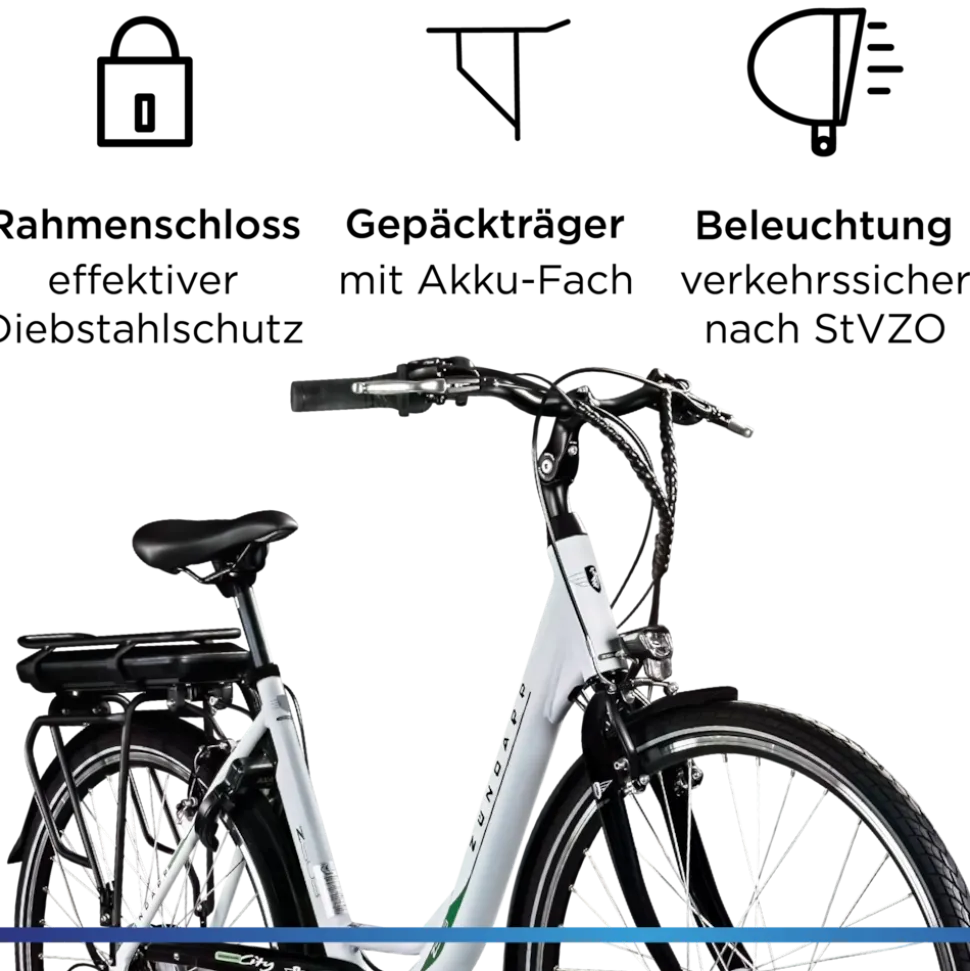 Zündapp Z503 E Bike Damen ab 155 cm Damenfahrrad 28 Zoll Pedelec mit tiefem Einstieg retro Elektrofahrrad 7 Gang Schaltung E Fahrrad Stadtrad StVZO