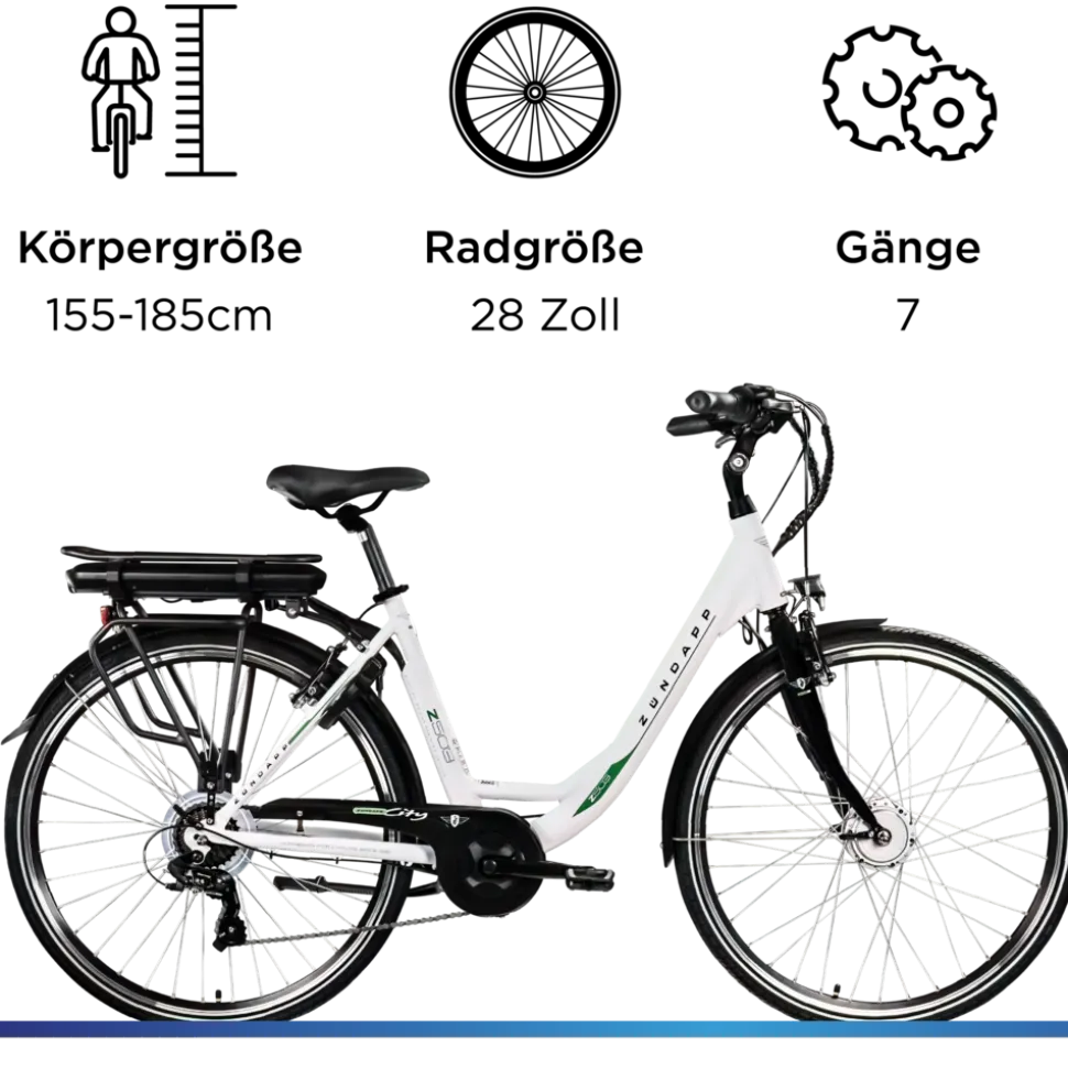 Zündapp Z503 E Bike Damen ab 155 cm Damenfahrrad 28 Zoll Pedelec mit tiefem Einstieg retro Elektrofahrrad 7 Gang Schaltung E Fahrrad Stadtrad StVZO