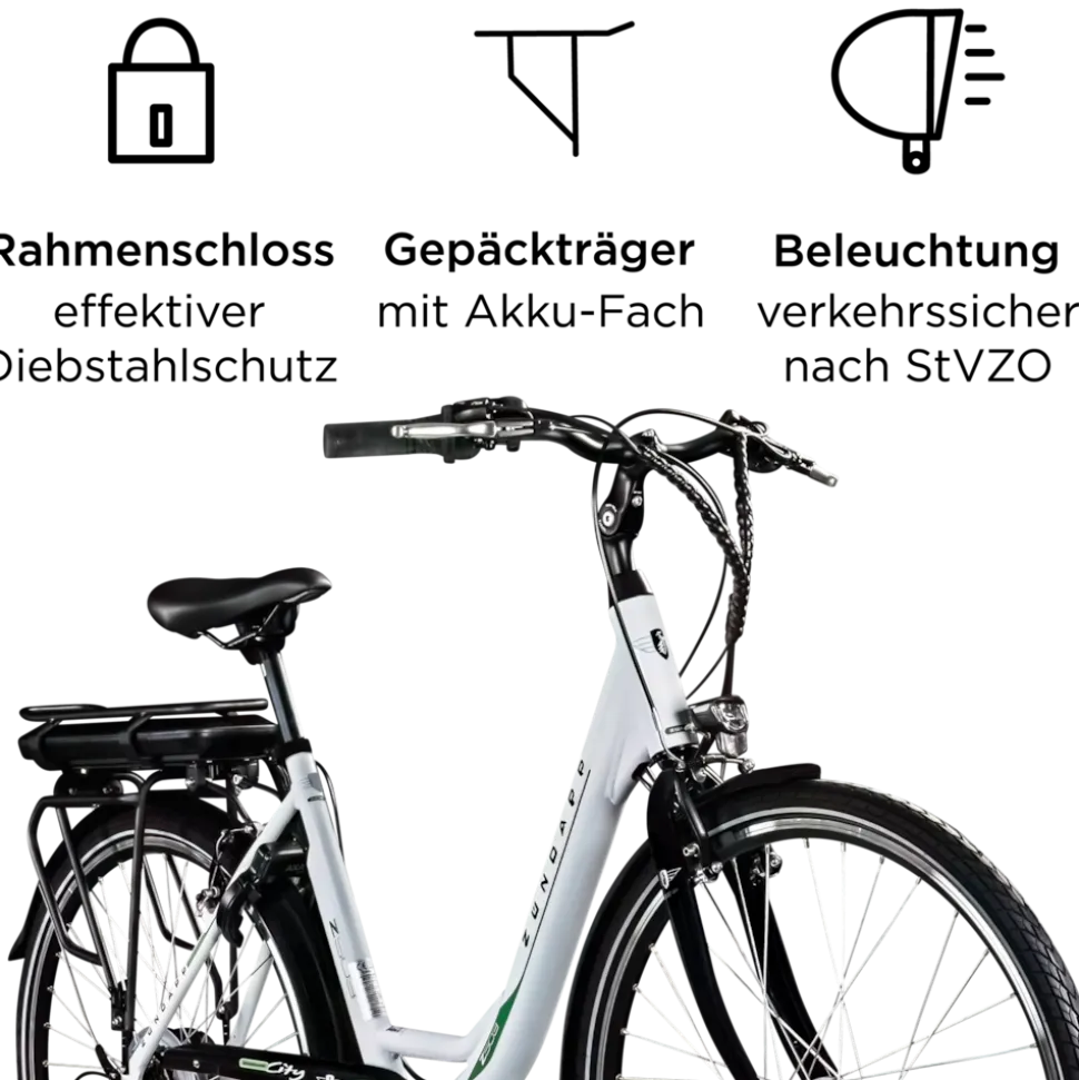 Zündapp Z503 E Bike Damen ab 155 cm Damenfahrrad 28 Zoll Pedelec mit tiefem Einstieg retro Elektrofahrrad 7 Gang Schaltung E Fahrrad Stadtrad StVZO