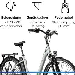 Zündapp Z510 E Bike Damenfahrrad ab 155 cm Rücktritt Pedelec 28 Zoll Fahrrad mit tiefem Einstieg Hollandrad mit 3 Gang Nabenschaltung StVZO