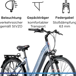 Zündapp Z909 E Bike Damen 28 Zoll Pedelec 150 - 170 cm Elektrofahrrad Bosch Damenfahrrad mit 7 Gang Schaltung E Fahrrad Hollandrad