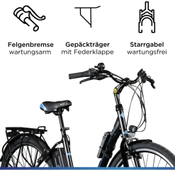 Zündapp Z505 E Bike Damen 28 Zoll Pedelec 160 - 185 cm 6 Gang Damenfahrrad E Fahrrad Hollandrad mit Licht
