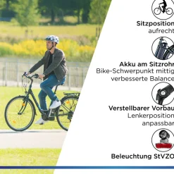 Zündapp Z505 E Bike Damen 28 Zoll Pedelec 160 - 185 cm 6 Gang Damenfahrrad E Fahrrad Hollandrad mit Licht