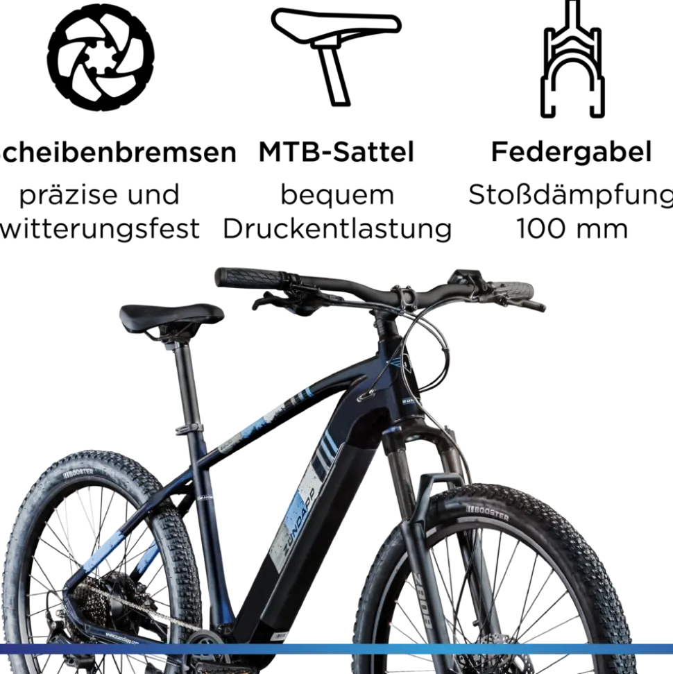 Zündapp Z808 E Bike Mountainbike 27,5" für Herren ab 155 cm Pedelec 10 Gang Elektrofahrrad 540Wh Scheibenbremsen