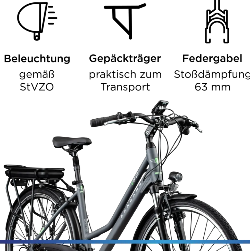 Zündapp Z802 E Bike Trekkingrad Damen ab 160 cm mit Nabenmotor Pedelec Trekking Fahrrad mit 21 Gang und Beleuchtung StVZO