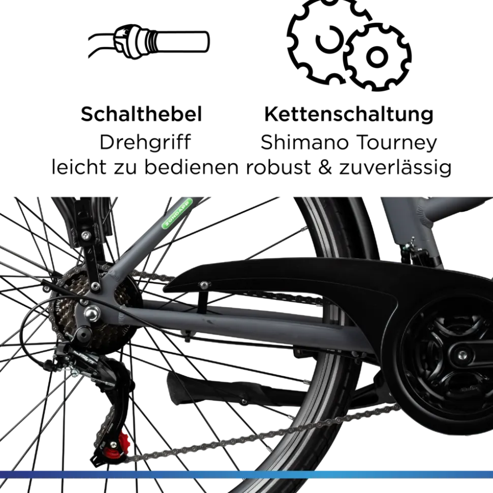 Zündapp Z802 E Bike Trekkingrad Damen ab 160 cm mit Nabenmotor Pedelec Trekking Fahrrad mit 21 Gang und Beleuchtung StVZO