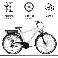 Zündapp Z802 E Bike 28 Zoll Herren Trekkingrad 21 Gang Elektrofahrrad StVZO 165 - 185 cm Pedelec Elektro Trekking Fahrrad