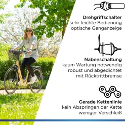 Zündapp Z517 E Bike 28 Zoll Pedelec Hollandrad E Fahrrad Damen 155 - 190 cm mit 7 Gang Nabenschaltung Rücktritt Citybike Nabenmotor