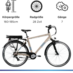 Zündapp Z807 E Bike 28 Zoll Trekkingrad 7 Gang Elektrofahrrad StVZO 155 - 185 cm Pedelec Elektro Trekking Fahrrad