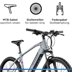 Zündapp Z808 E-Mountainbike für Damen und Herren ab 170 cm E Bike 27,5 Zoll EMTB Hardtail Pedelec Fahrrad Elektrofahrrad