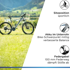 Zündapp Z808 E-Mountainbike für Damen und Herren ab 170 cm E Bike 27,5 Zoll EMTB Hardtail Pedelec Fahrrad Elektrofahrrad