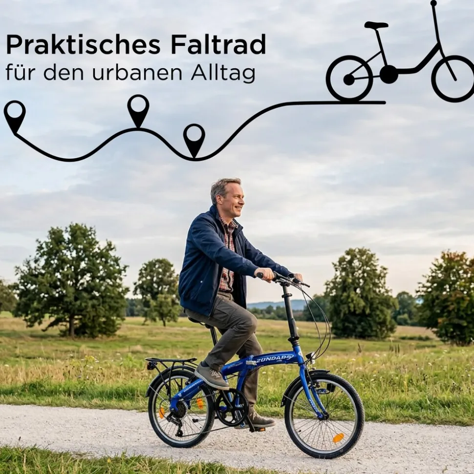 Zündapp ZF20 Speed Folder 20 Zoll Klapprad Faltrad Stadtrad Fahrrad faltbar Klappfahrrad StVZO