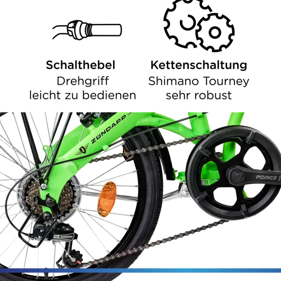 Zündapp ZF20 Speed Folder 20 Zoll Klapprad Faltrad Stadtrad Fahrrad faltbar Klappfahrrad StVZO
