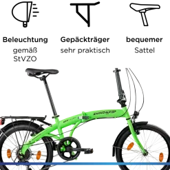 Zündapp ZF20 Speed Folder 20 Zoll Klapprad Faltrad Stadtrad Fahrrad faltbar Klappfahrrad StVZO