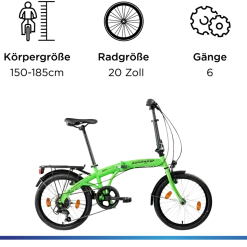 Zündapp ZF20 Speed Folder 20 Zoll Klapprad Faltrad Stadtrad Fahrrad faltbar Klappfahrrad StVZO