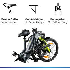 Zündapp ZT20R Ebike Klapprad für Erwachsene 145 - 185 cm Pedelec für Damen und Herren 20 Zoll mit 6 Gängen Elektro Bike Faltrad