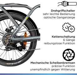 Zündapp ZT20R Ebike Klapprad für Erwachsene 145 - 185 cm Pedelec für Damen und Herren 20 Zoll mit 6 Gängen Elektro Bike Faltrad