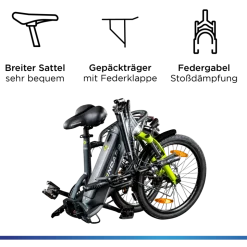 Zündapp ZT20R Ebike Klapprad für Erwachsene 145 - 185 cm Pedelec für Damen und Herren 20 Zoll mit 6 Gängen Elektro Bike Faltrad