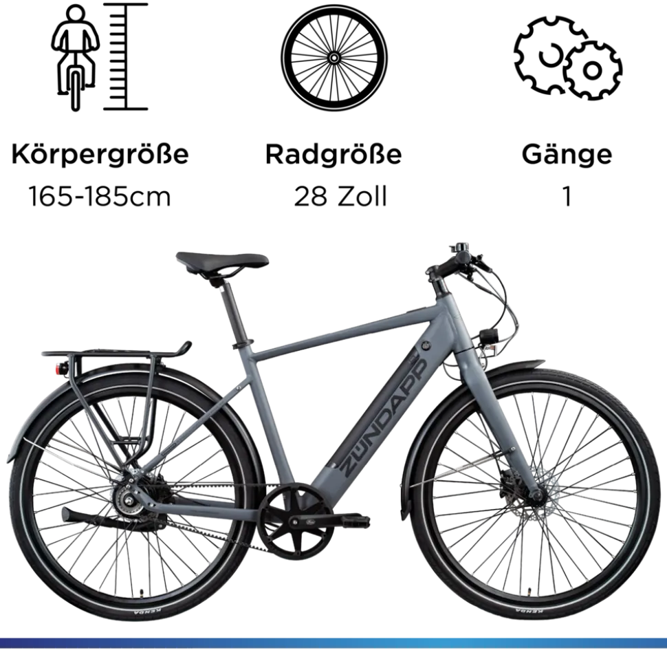 Zündapp Z7 Urban-e E Bike Singlespeed 28 Zoll 165 - 185 cm Elektro Fahrrad 1 Gang