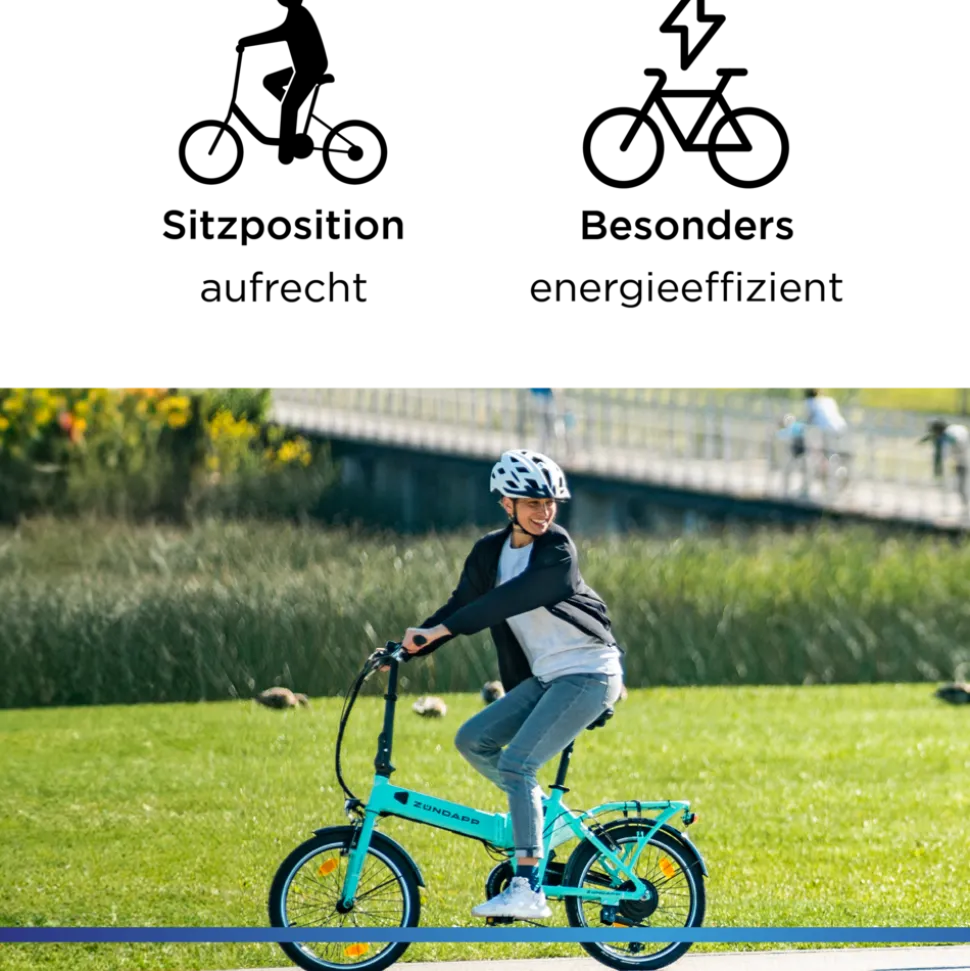 Zündapp Z101 20 Zoll Elektro Klapprad für Erwachsene 150 - 180 cm 6 Gang E Klappfahrrad E Bike Faltrad Pedelec StVZO