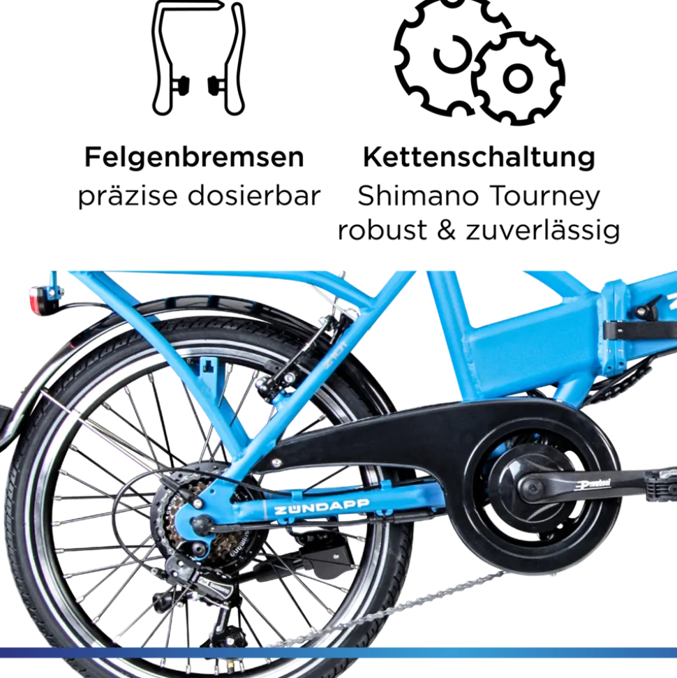 Zündapp Z101 20 Zoll Elektro Klapprad für Erwachsene 150 - 180 cm 6 Gang E Klappfahrrad E Bike Faltrad Pedelec StVZO