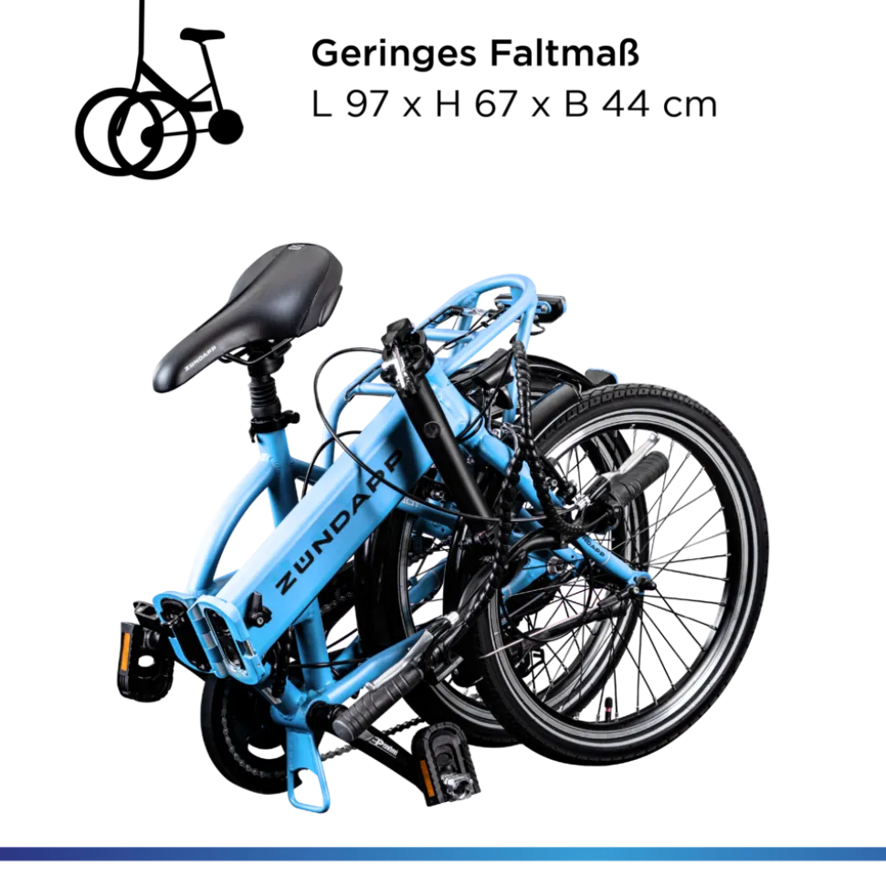 Zündapp Z101 20 Zoll Elektro Klapprad für Erwachsene 150 - 180 cm 6 Gang E Klappfahrrad E Bike Faltrad Pedelec StVZO