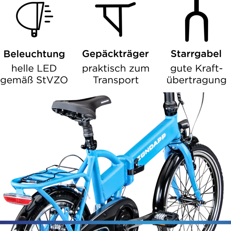 Zündapp Z101 20 Zoll Elektro Klapprad für Erwachsene 150 - 180 cm 6 Gang E Klappfahrrad E Bike Faltrad Pedelec StVZO