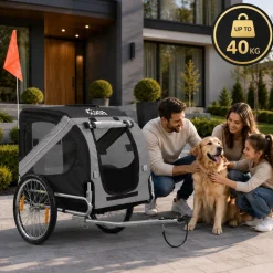 zoomundo Hundeanhänger Fahrradanhänger für Hunde - in Dunkelgrau/Schwarz - Silver Frame