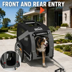 zoomundo Hundeanhänger Fahrradanhänger für Hunde - in Dunkelgrau/Schwarz - Silver Frame