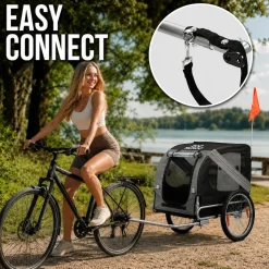 zoomundo Hundeanhänger Fahrradanhänger für Hunde - in Dunkelgrau/Schwarz - Silver Frame