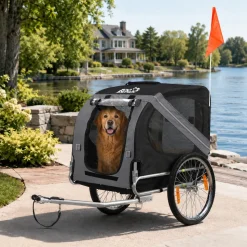 zoomundo Hundeanhänger Fahrradanhänger für Hunde - in Dunkelgrau/Schwarz - Silver Frame