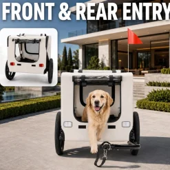 zoomundo Hundeanhänger Fahrradanhänger für Hunde Jacky - in Beige/Schwarz