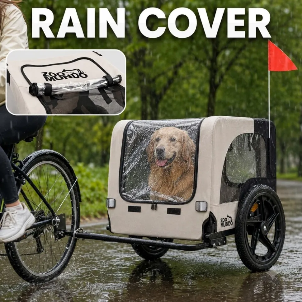 zoomundo Hundeanhänger Fahrradanhänger für Hunde Jacky - in Beige/Schwarz