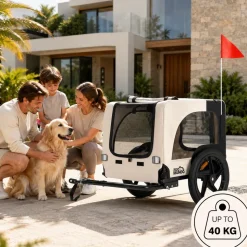 zoomundo Hundeanhänger Fahrradanhänger für Hunde Jacky - in Beige/Schwarz
