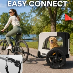 zoomundo Hundeanhänger Fahrradanhänger für Hunde Jacky - in Beige/Schwarz