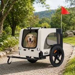 zoomundo Hundeanhänger Fahrradanhänger für Hunde Jacky - in Beige/Schwarz