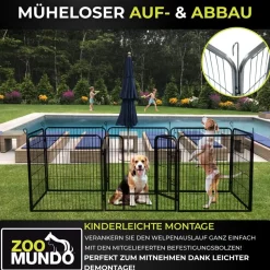 zoomundo Welpenauslauf / Freilaufgehege 8-Eck - XL - BLACK EDITION