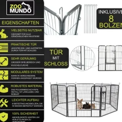 zoomundo Welpenauslauf / Freilaufgehege 8-Eck - XL - BLACK EDITION